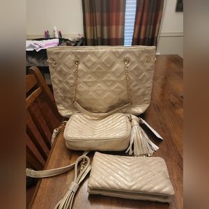 Caroline Hill set. Glimmer gold. Shoulder bag, crossbody, crossbody wallet